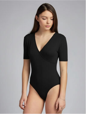 C'EST MOI Cotton Blend Short Sleeves Bodysuit, Casual Top, Sz OS